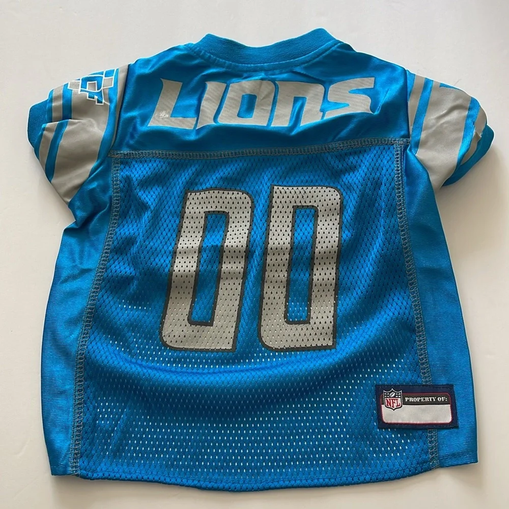 Detroit Lions Dog Puppy Blue‎ Gray Jersey Shirt